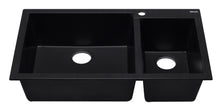 Load image into Gallery viewer, ALFI brand AB3319DI-BLA Black 34&quot; Double Bowl Drop In Granite Composite Kitchen Sink