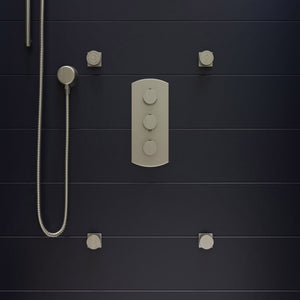 ALFI brand AB4001-BN Brushed Nickel Concealed 3-Way Thermostatic Valve Shower Mixer Round Knobs