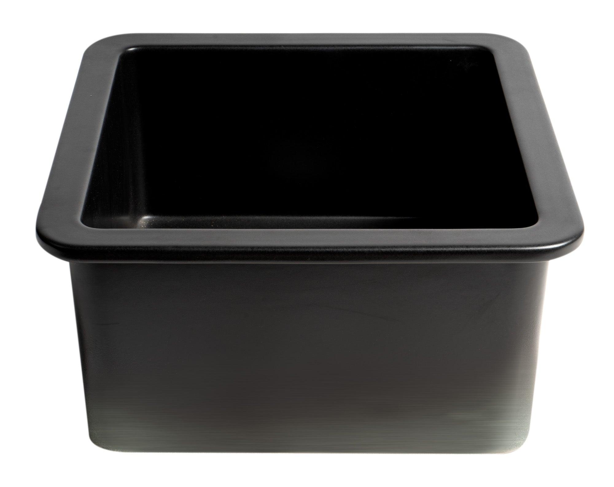 ALFI brand ABF1818S-BM Black Matte Square 18" x 18" Undermount / Drop In Fireclay Prep Sink