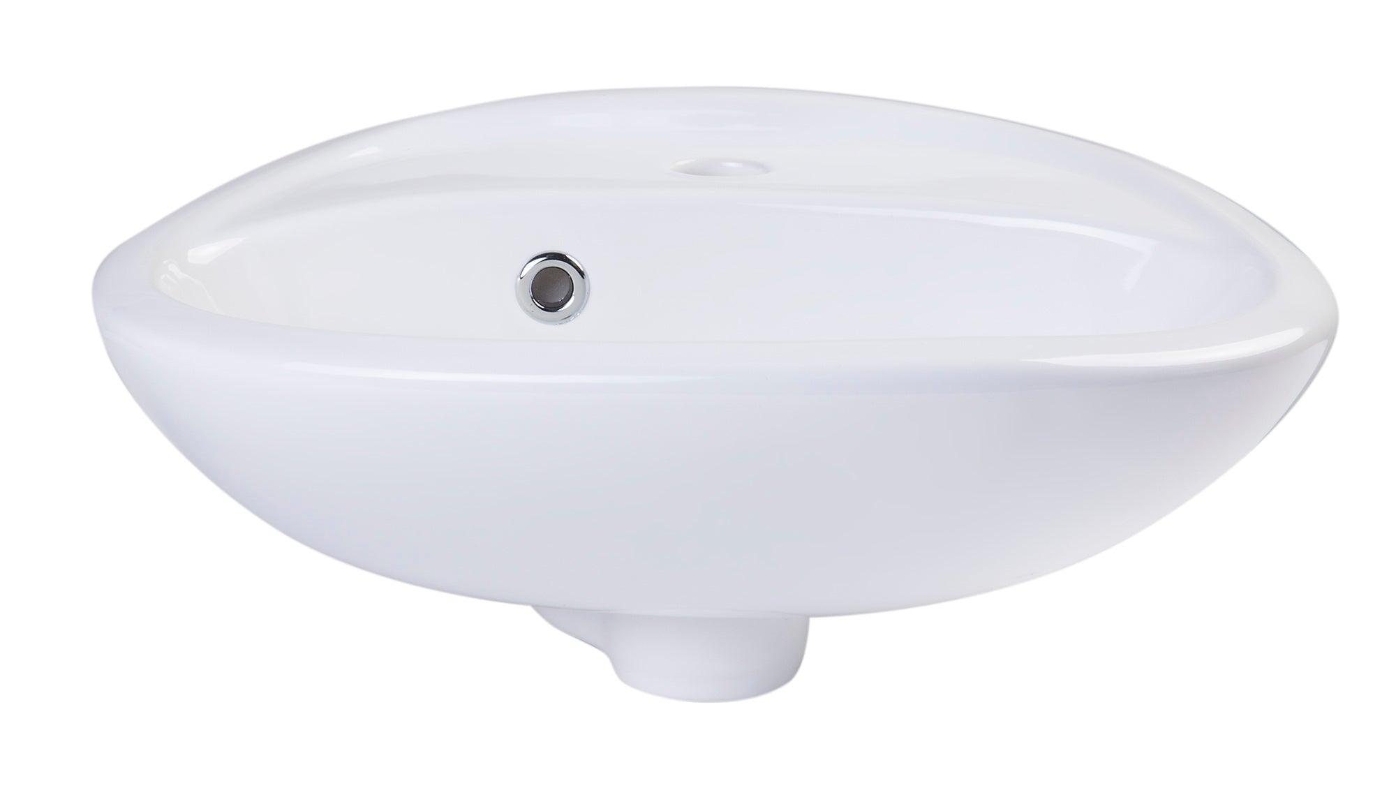 ALFI brand AB106 White Small Porcelain Wall Mount Basin with Overflow