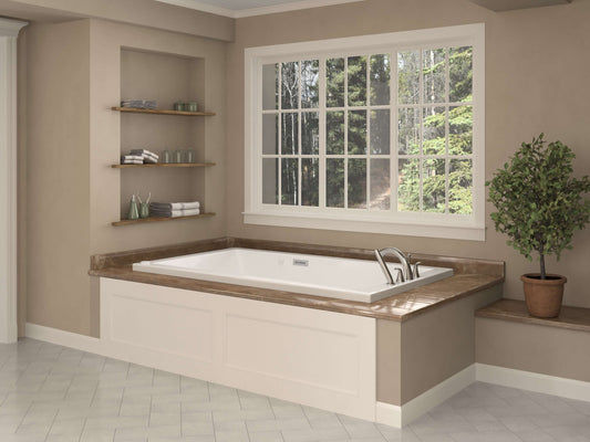 Atlantis Whirlpools Venetian Deluxe Series 30 x 60in. Air and Whirlpool Jetted Bathtub in White up view styled