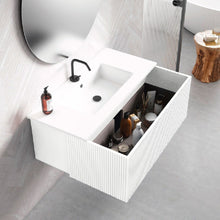 Load image into Gallery viewer, 48&quot; Bari Floating Vanity with Matching Top and Vessel SinkCeramic Sink in White, Grey or Green