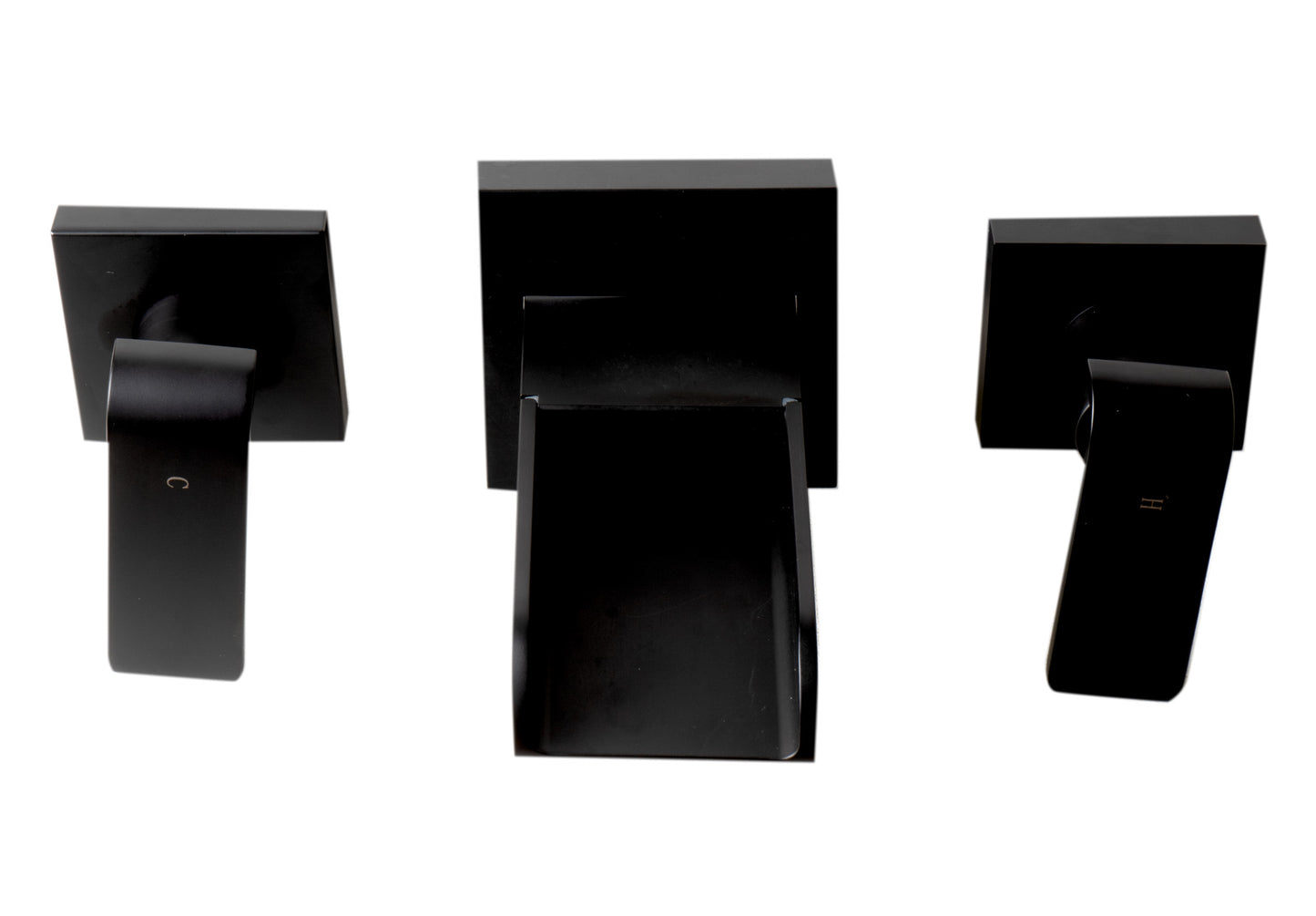 ALFI brand AB1796-BM Black Matte Widespread Wall Mounted Modern Waterfall Bathroom Faucet