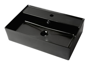 ALFI brand ABC901-BM Black Matte 24" Modern Rectangular Above Mount Ceramic Sink with Faucet Hole