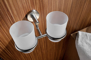 Caster Series 7.36 in. Double Toothbrush Holder in Brushed Nickel