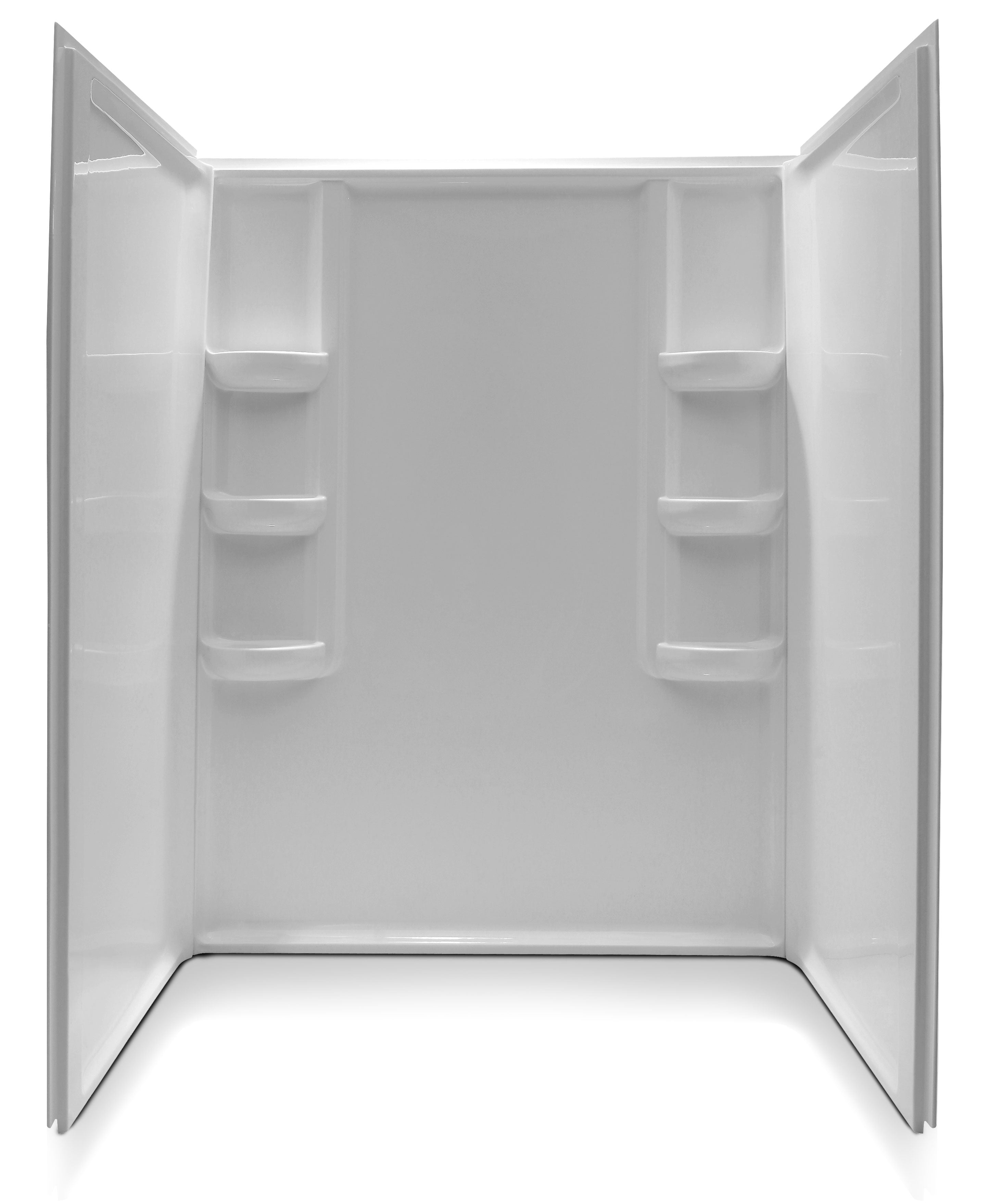 Vasu 60 in. x 36 in. x 74 in. 3-piece DIY Friendly Alcove Shower Surround in White