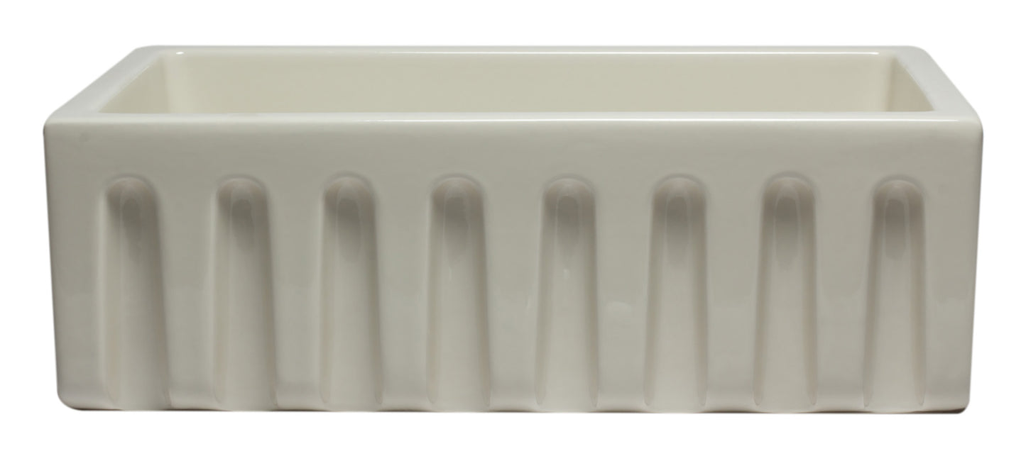 ALFI brand AB3018HS-B 30 inch Biscuit Reversible Smooth / Fluted Single Bowl Fireclay Farm Sink