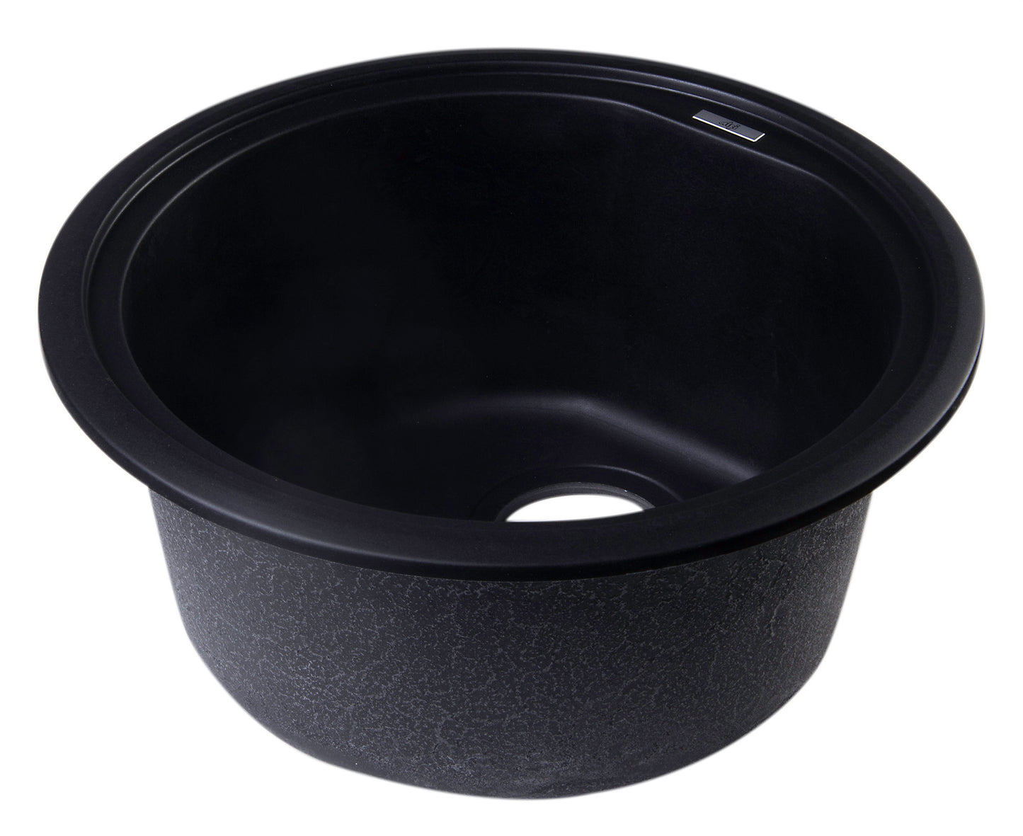 ALFI brand AB1717DI-BLA Black 17" Drop-In Round Granite Composite Kitchen Prep Sink