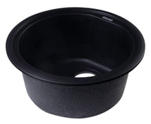 Load image into Gallery viewer, ALFI brand AB1717DI-BLA Black 17&quot; Drop-In Round Granite Composite Kitchen Prep Sink