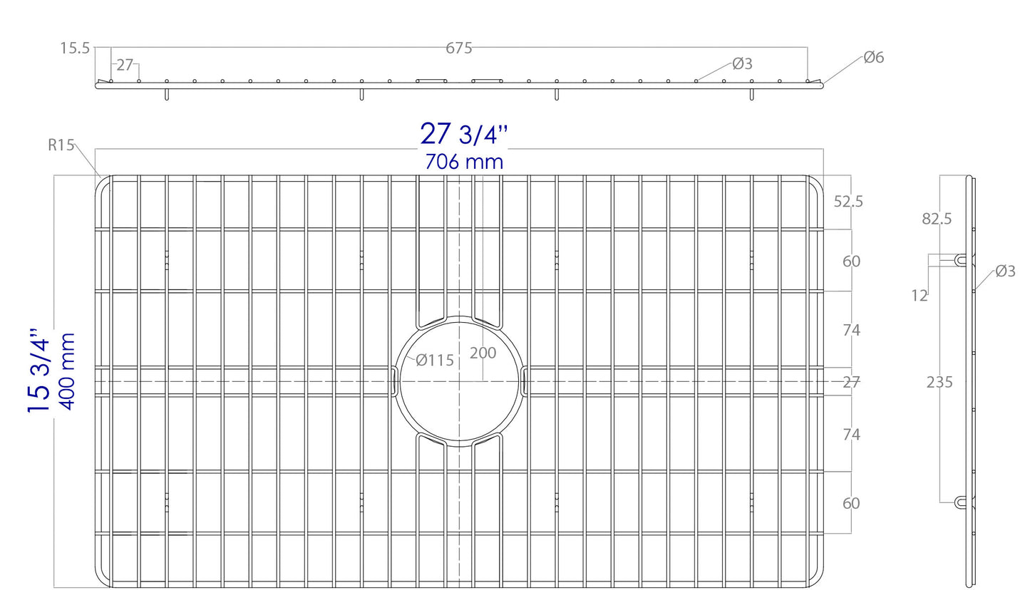 ALFI brand ABGR30 Solid Stainless Steel Kitchen Sink Grid for ABF3018 Sink