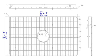 ALFI brand ABGR30 Solid Stainless Steel Kitchen Sink Grid for ABF3018 Sink