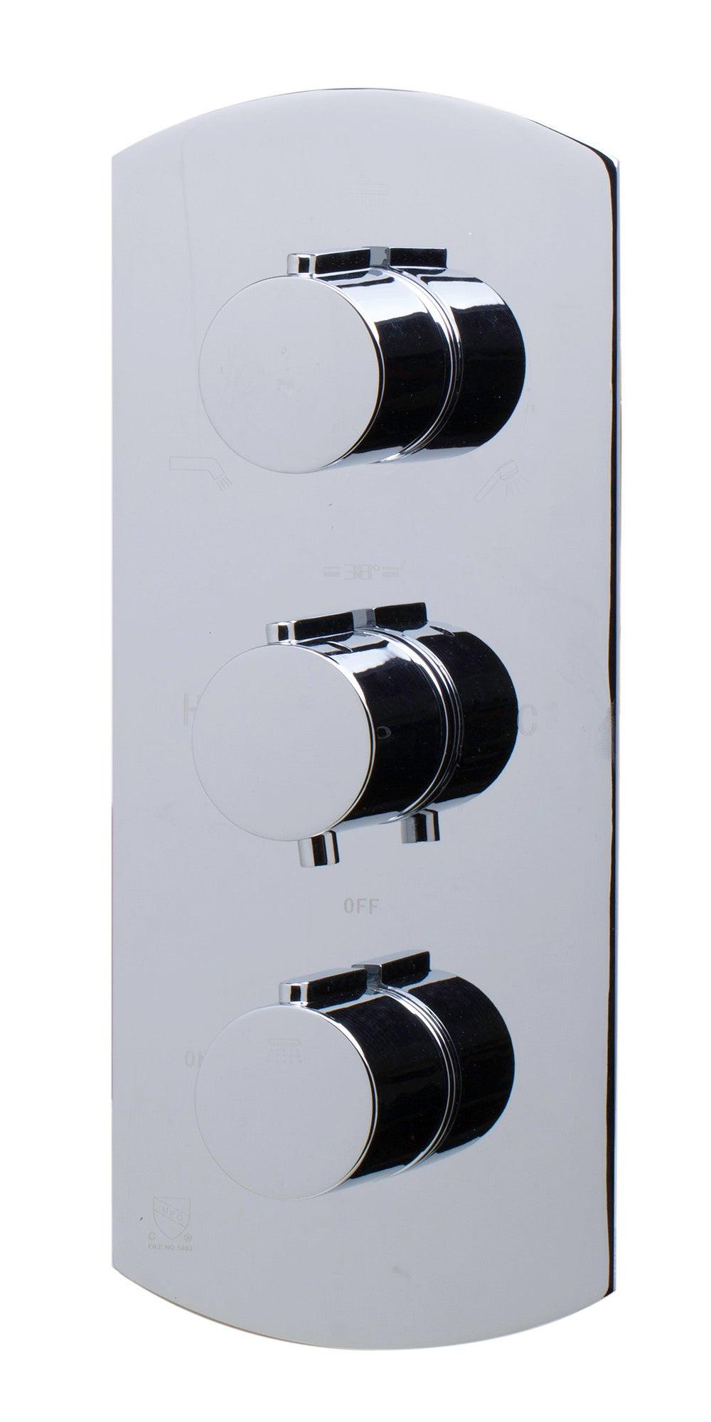 ALFI brand AB4001-PC Polished Chrome Concealed 3-Way Thermostatic Valve Shower Mixer Round Knobs