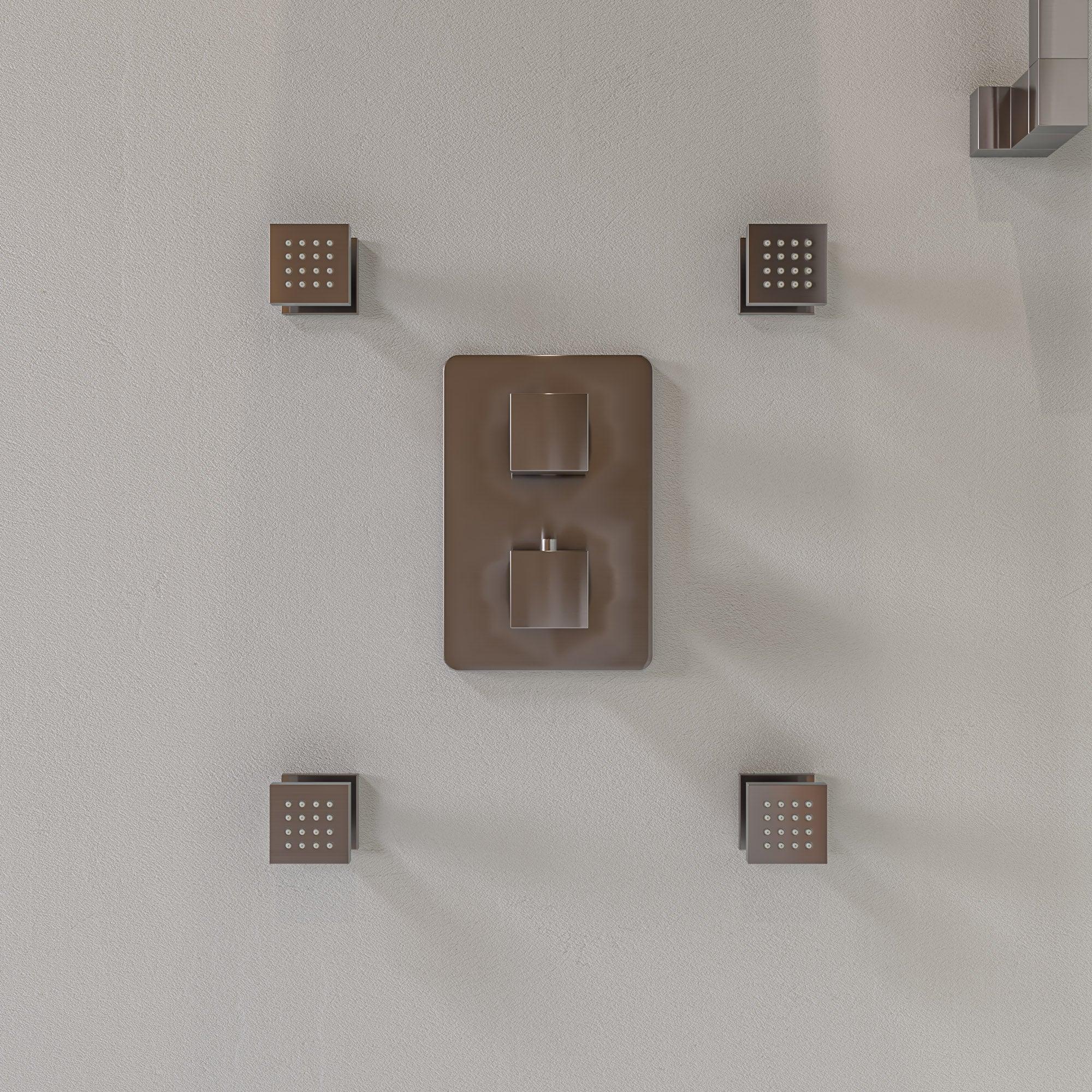 ALFI brand AB2287-BN Brushed Nickel 3 Way Thermostatic Shower Set with Body Sprays