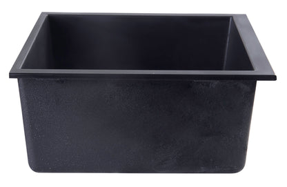 ALFI brand AB2420UM-BLA Black 24" Undermount Single Bowl Granite Composite Kitchen Sink