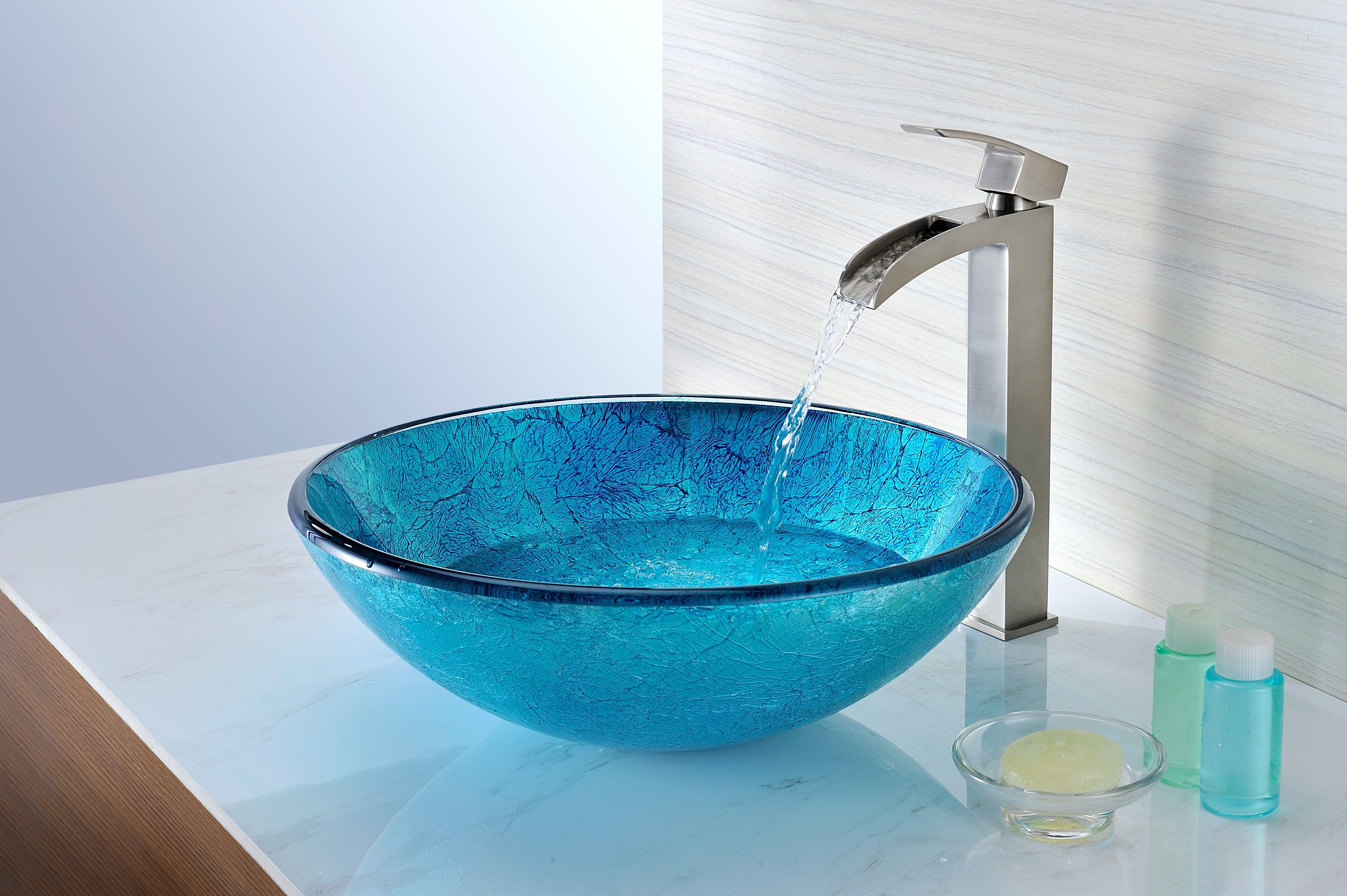 Accent Series Deco-Glass Vessel Sink in Blue Ice