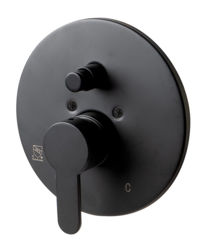 ALFI brand AB3101-BM Black Matte Shower Valve with Rounded Lever Handle and Diverter