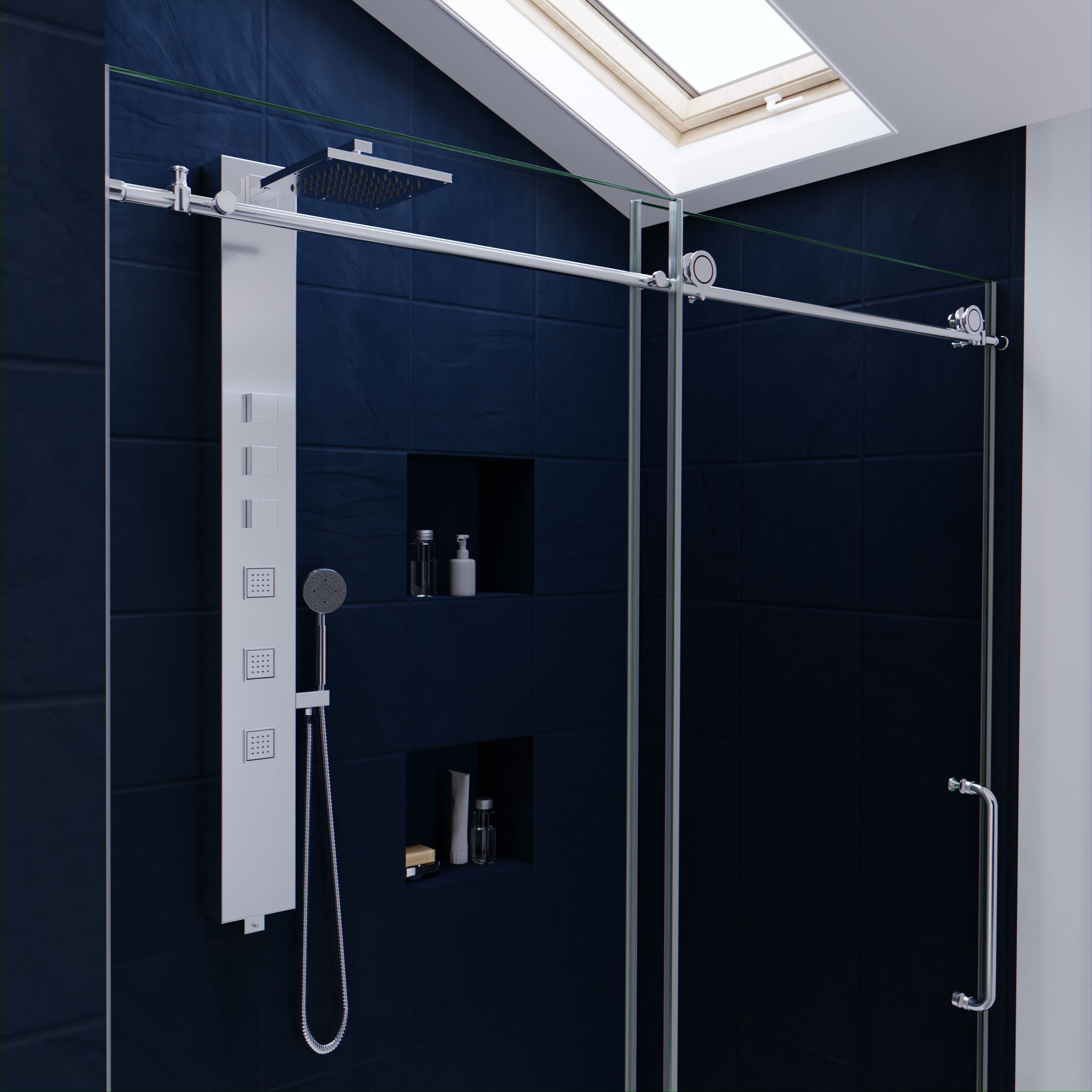 Madam Series 60 in. by 76 in. Frameless Sliding Shower Door with Handle