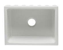 Load image into Gallery viewer, ALFI brand AB2418HS-W 24 inch White Reversible Smooth / Fluted Single Bowl Fireclay Farm Sink