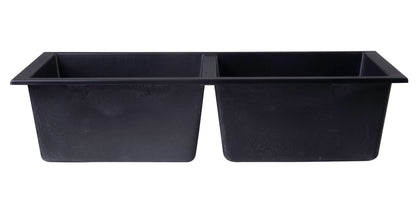 ALFI brand AB3420UM-BLA Black 34" Undermount Double Bowl Granite Composite Kitchen Sink