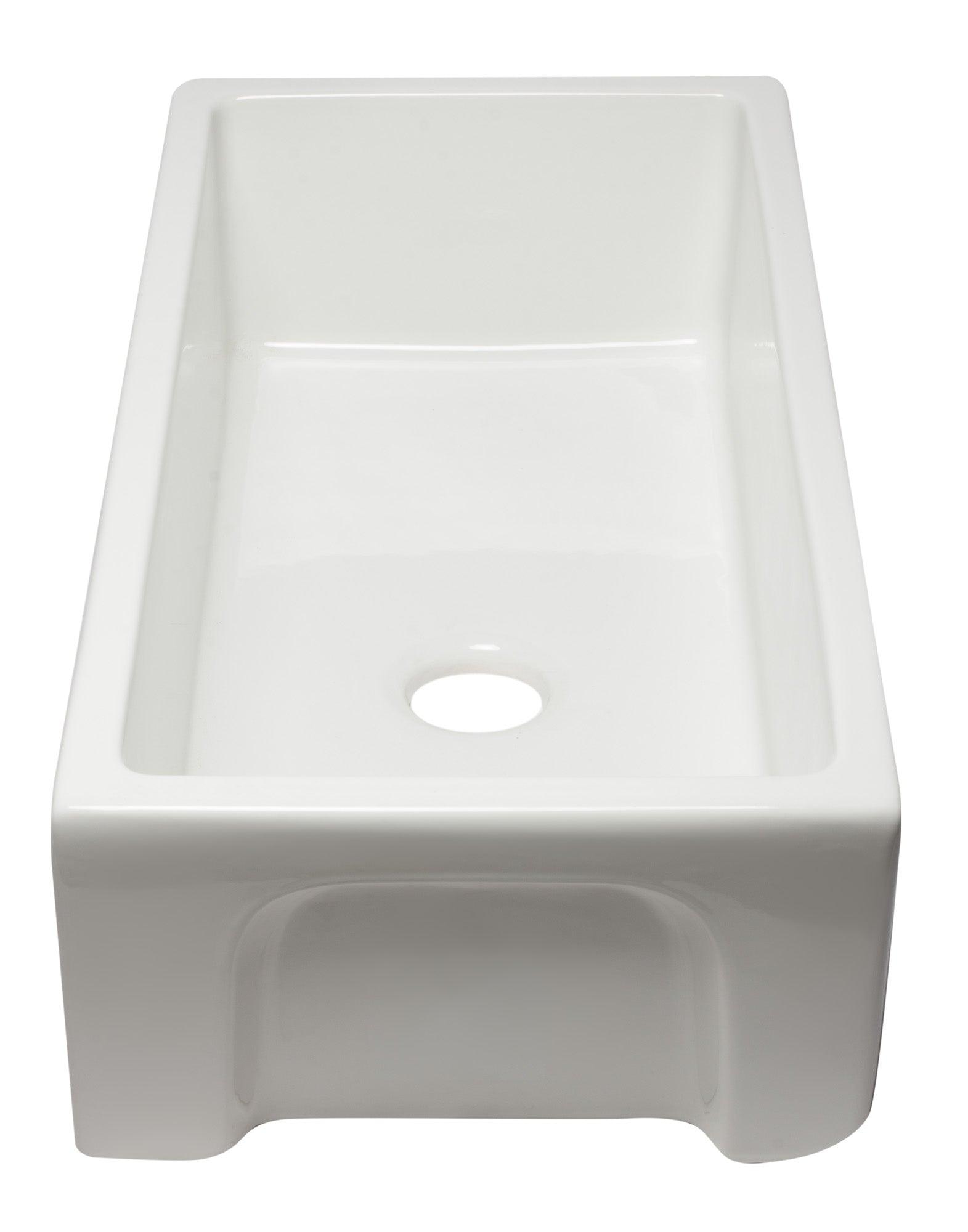 ALFI brand AB3618HS-W 36 inch White Reversible Smooth / Fluted Single Bowl Fireclay Farm Sink