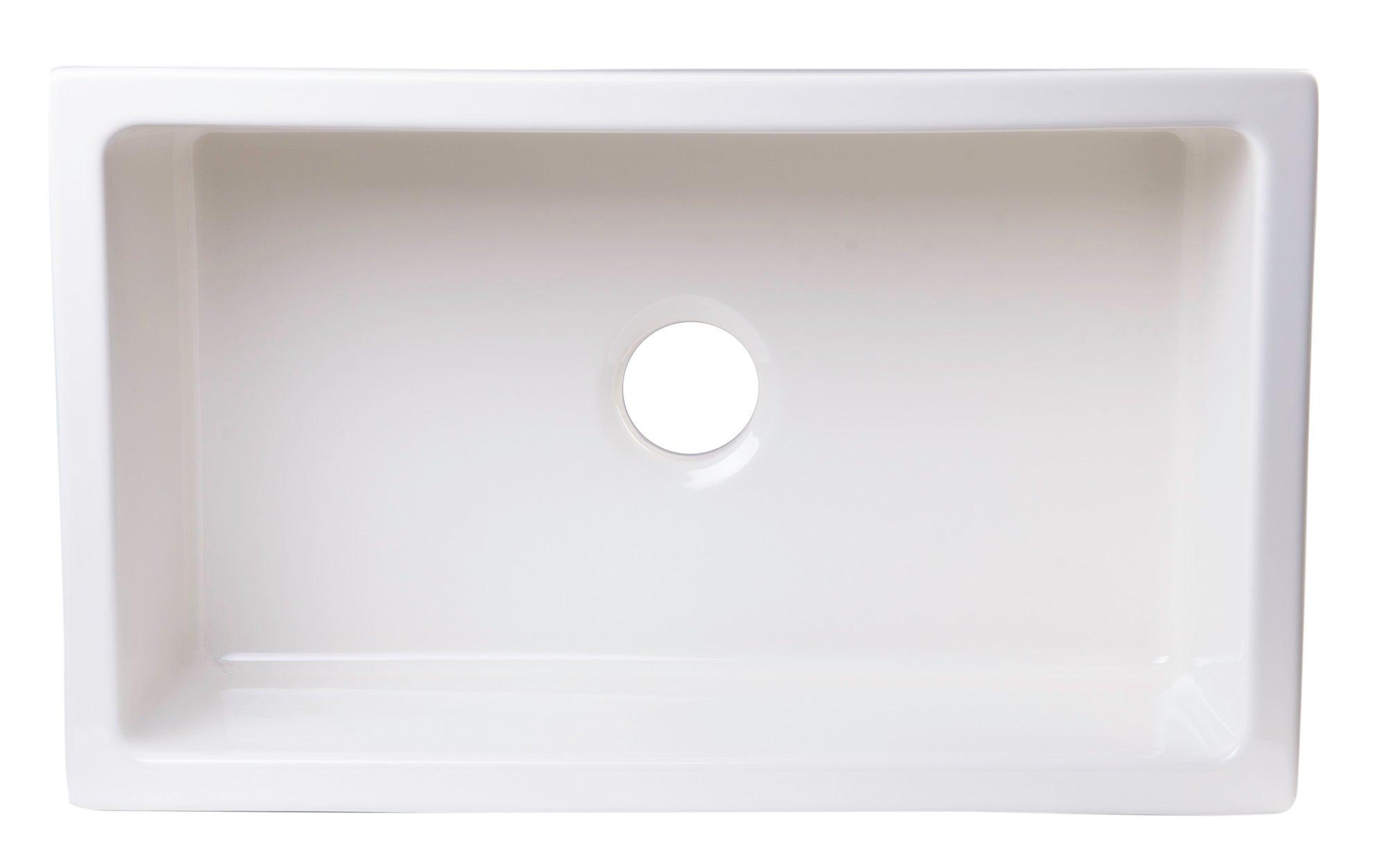ALFI brand AB3018ARCH-B  30" Biscuit Arched Apron Thick Wall Fireclay Single Bowl Farm Sink