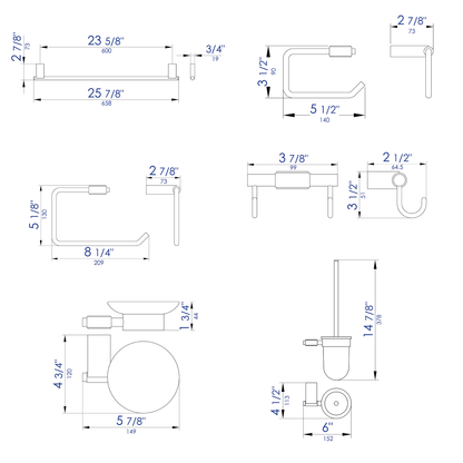 ALFI brand AB9515-BN Brushed Nickel 6 Piece Matching Bathroom Accessory Set