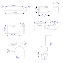 Load image into Gallery viewer, ALFI brand AB9515-BN Brushed Nickel 6 Piece Matching Bathroom Accessory Set