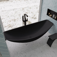 Load image into Gallery viewer, ALFI brand AB2180-BM Black Matte Single Lever Floor Mounted Tub Filler Mixer w Hand Held Shower Head