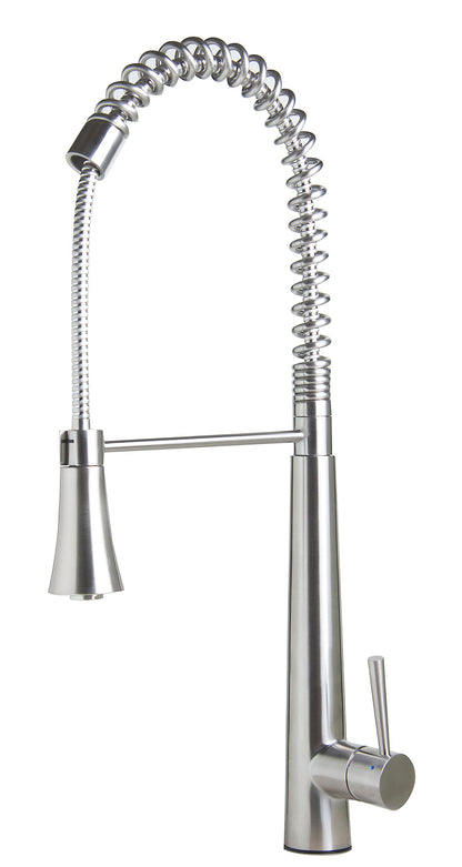 ALFI brand AB2039S Solid Stainless Steel Commercial Spring Kitchen Faucet with Pull Down Shower Spray