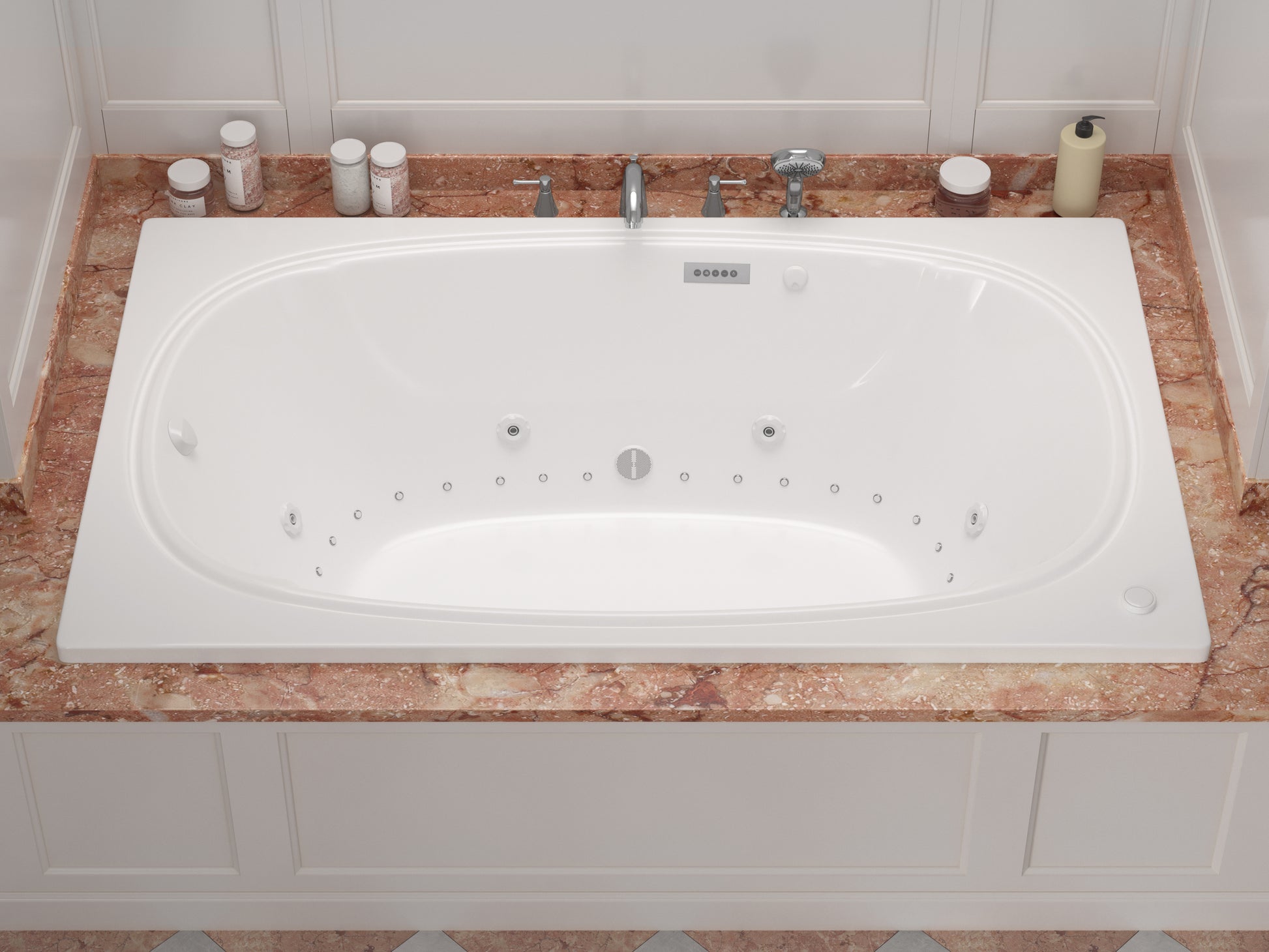 Atlantis Whirlpools Charleston Deluxe Series 47.75 x 71.75in. Air and Whirlpool Jetted Bathtub in White