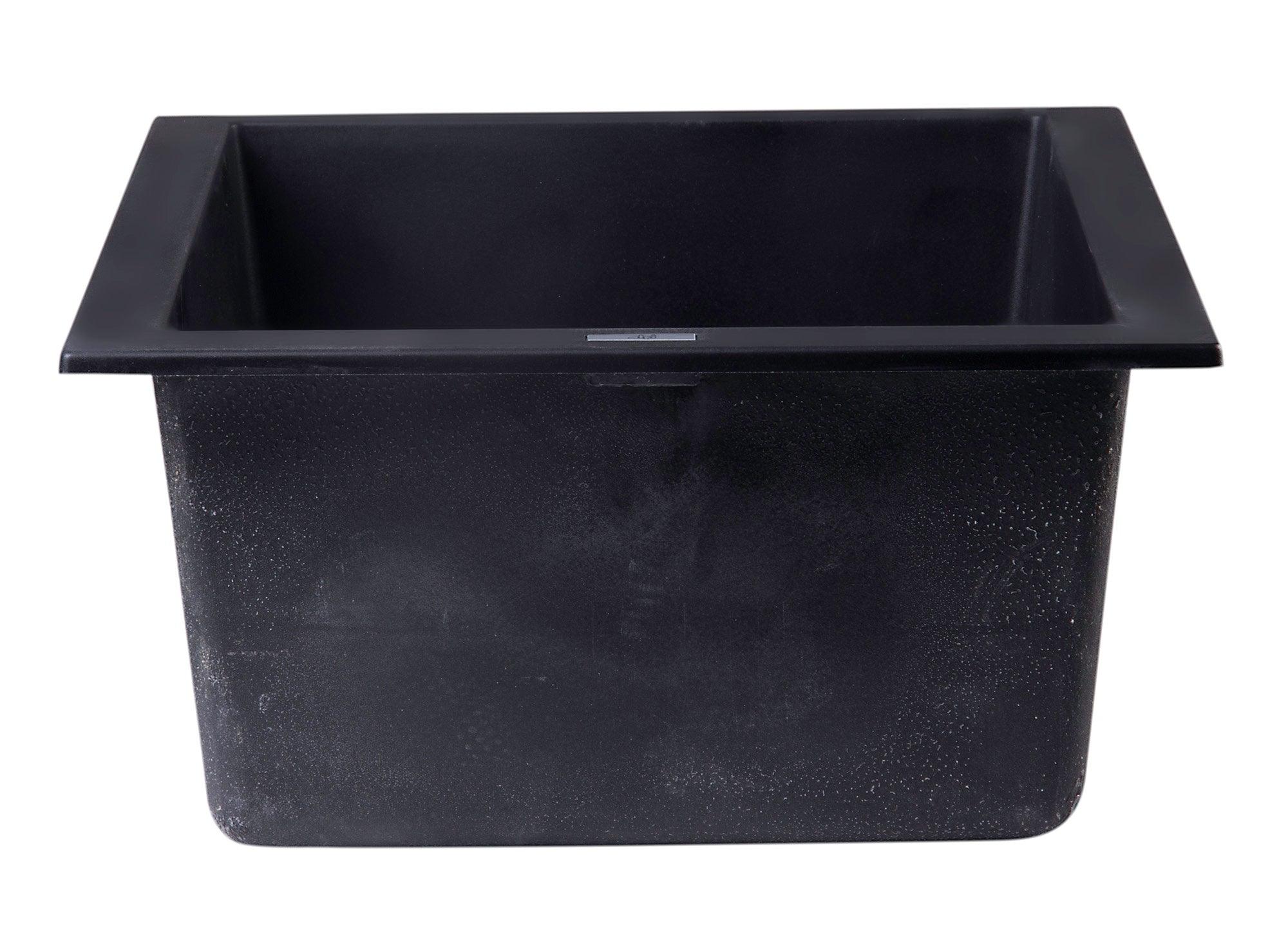 ALFI brand AB1720UM-BLA Black 17" Undermount Rectangular Granite Composite Kitchen Prep Sink