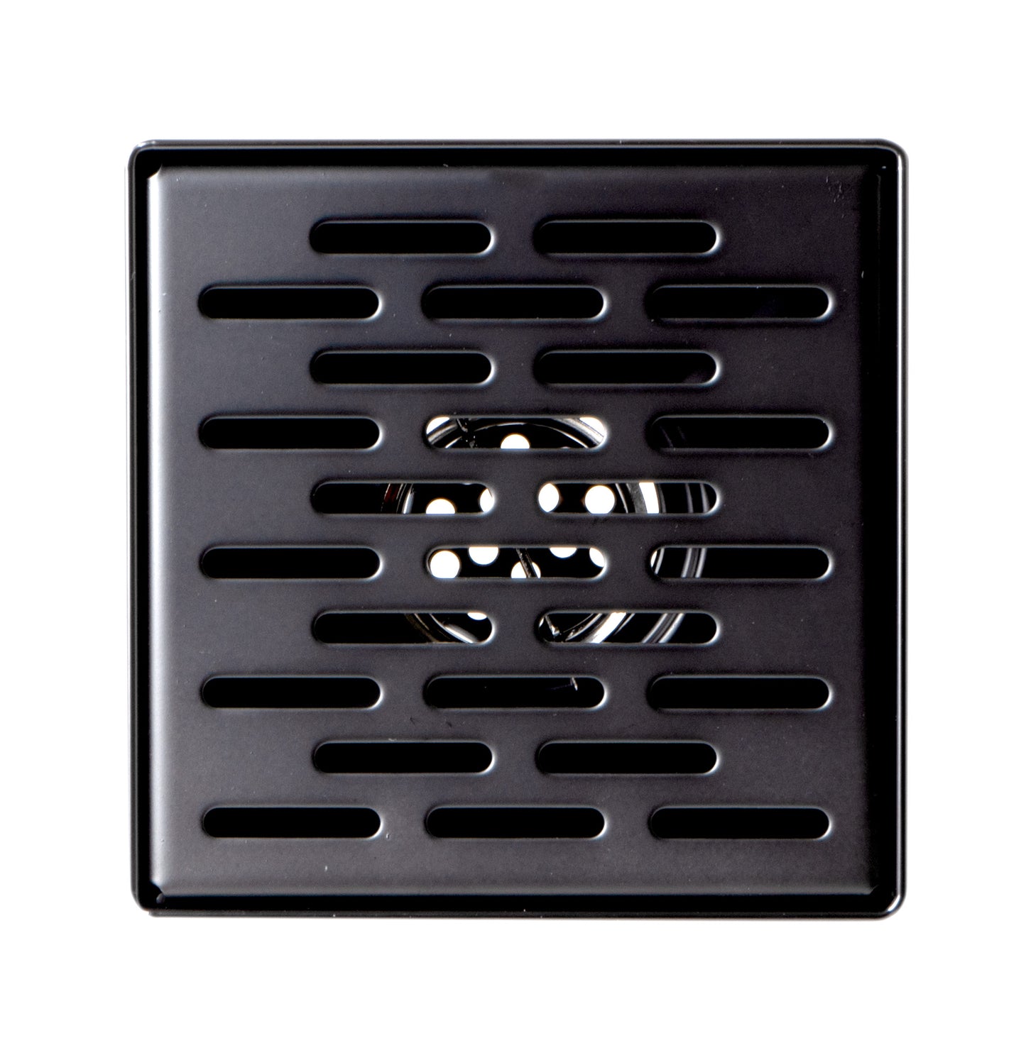 ALFI brand ABSD55C-BM 5" x 5" Black Matte Square Stainless Steel Shower Drain with Groove Holes