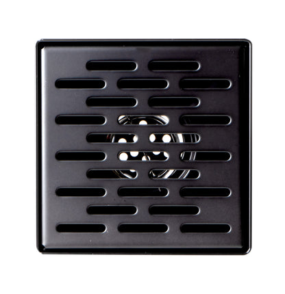 ALFI brand ABSD55C-BM 5" x 5" Black Matte Square Stainless Steel Shower Drain with Groove Holes