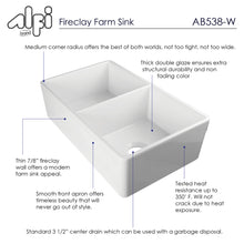 Load image into Gallery viewer, ALFI brand AB538-W White 32&quot; Smooth Apron Double Bowl Fireclay Farmhouse Kitchen Sink