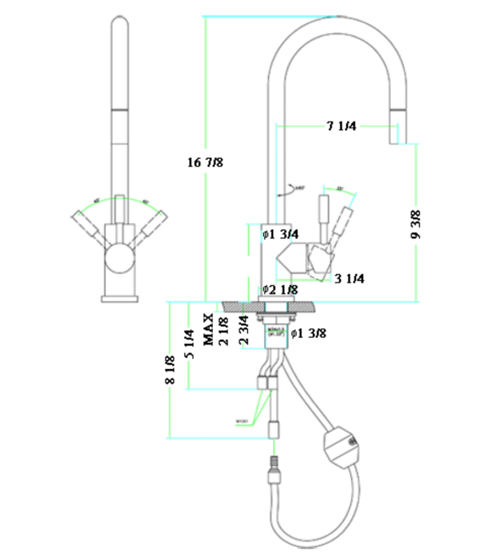 ALFI brand AB2028-BSS Solid Brushed Stainless Steel Single Hole Pull Down Kitchen Faucet