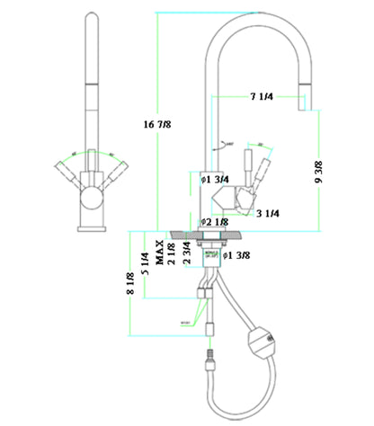 ALFI brand AB2028-BSS Solid Brushed Stainless Steel Single Hole Pull Down Kitchen Faucet