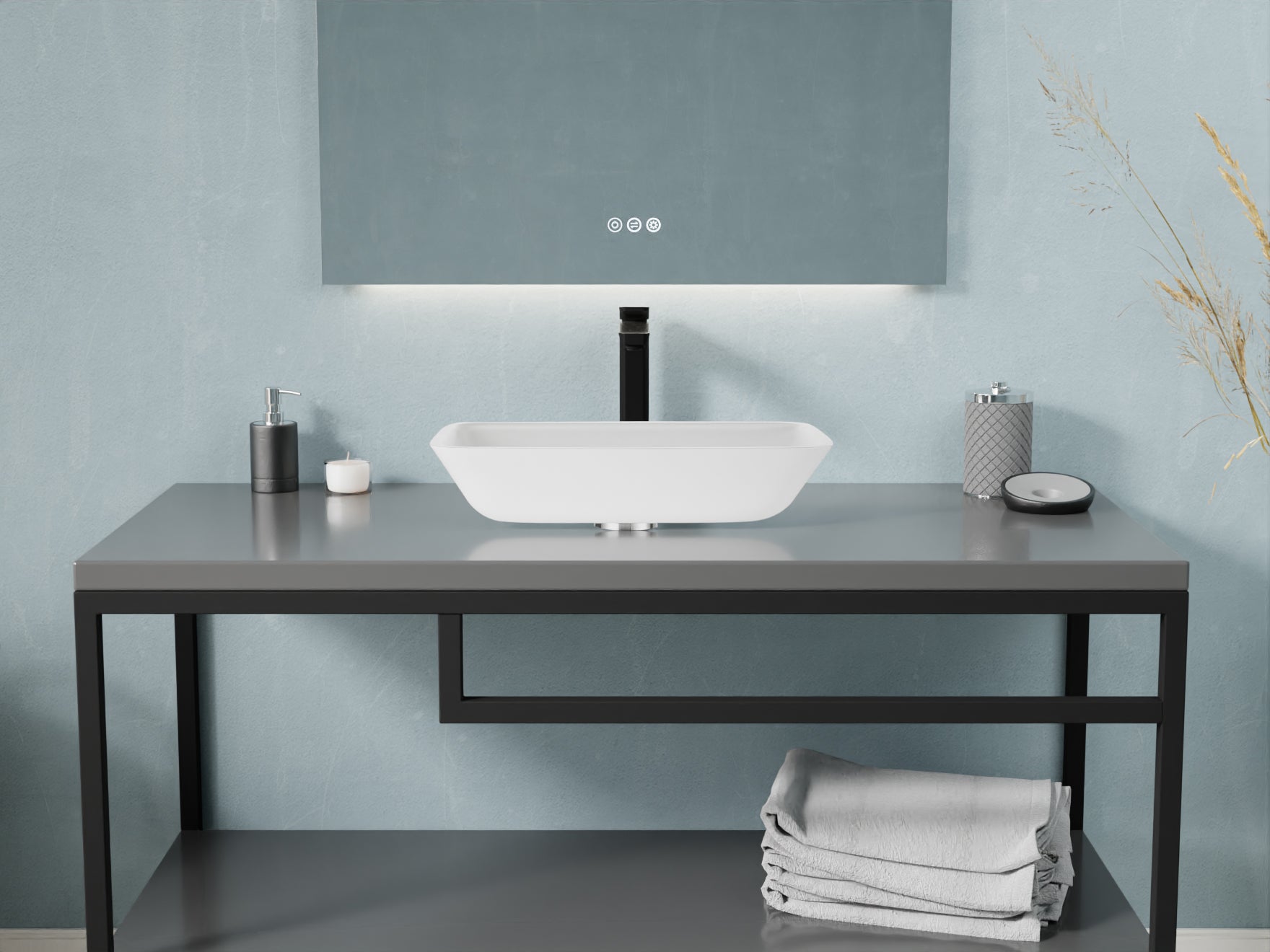 Innovio Rectangle Glass Vessel Bathroom Sink