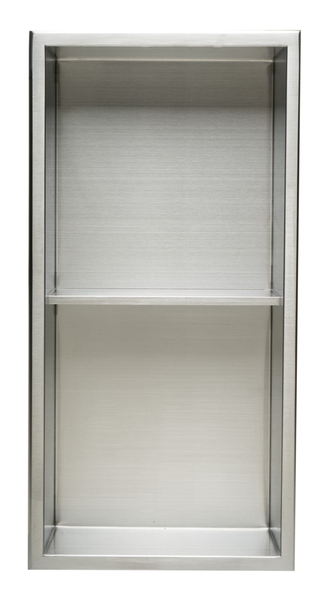 ALFI brand ABN1224-BSS 12 x 24 Brushed Stainless Steel Vertical Double Shelf Bath Shower Niche