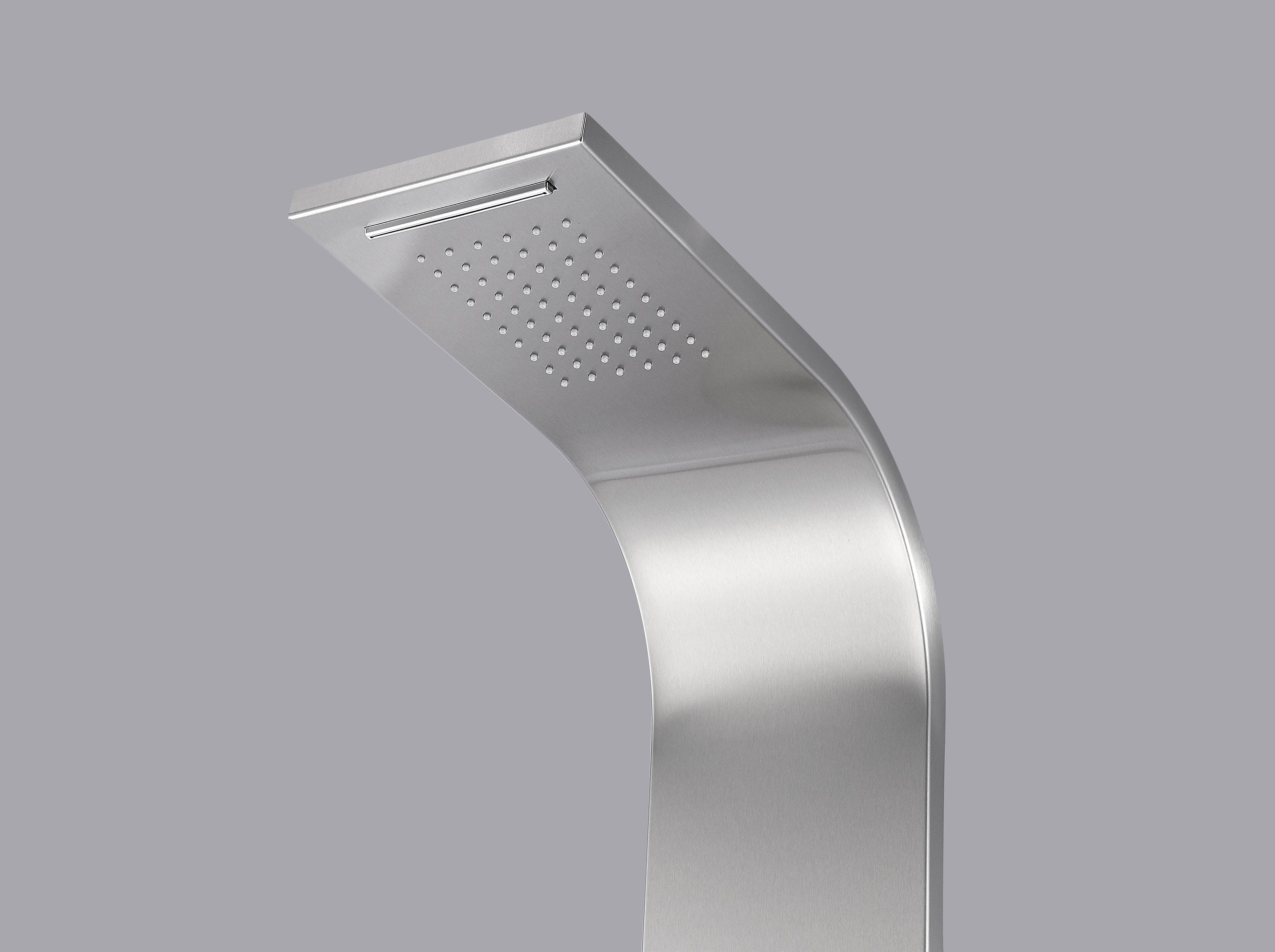 Field 58 in. Full Body Shower Panel with Heavy Rain Shower and Spray Wand in Brushed Steel