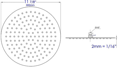 ALFI brand RAIN12R-PSS Solid Polished Stainless Steel 12" Round Ultra Thin Rain Shower Head