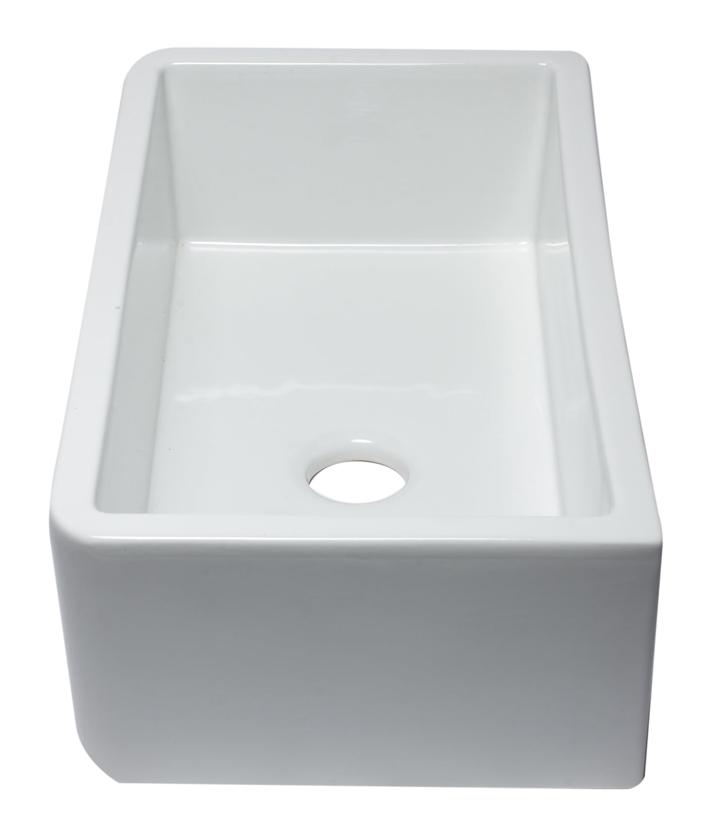 ALFI brand AB3318SB-W 33" White Smooth Apron Solid Thick Wall Fireclay Single Bowl Farm Sink