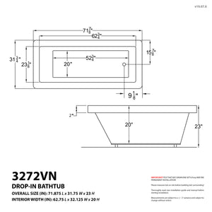 Atlantis Whirlpools Venetian 32 x 72 Rectangular Air & Whirlpool Jetted Bathtub