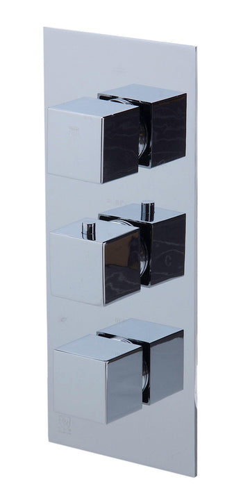 ALFI brand AB2801-PC Polished Chrome Concealed 3-Way Thermostatic Valve Shower Mixer Square Knobs