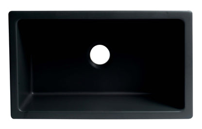 ALFI brand AB3018HS-BM 30" Black Matte Reversible Smooth / Fluted Single Bowl Fireclay Farm Sink