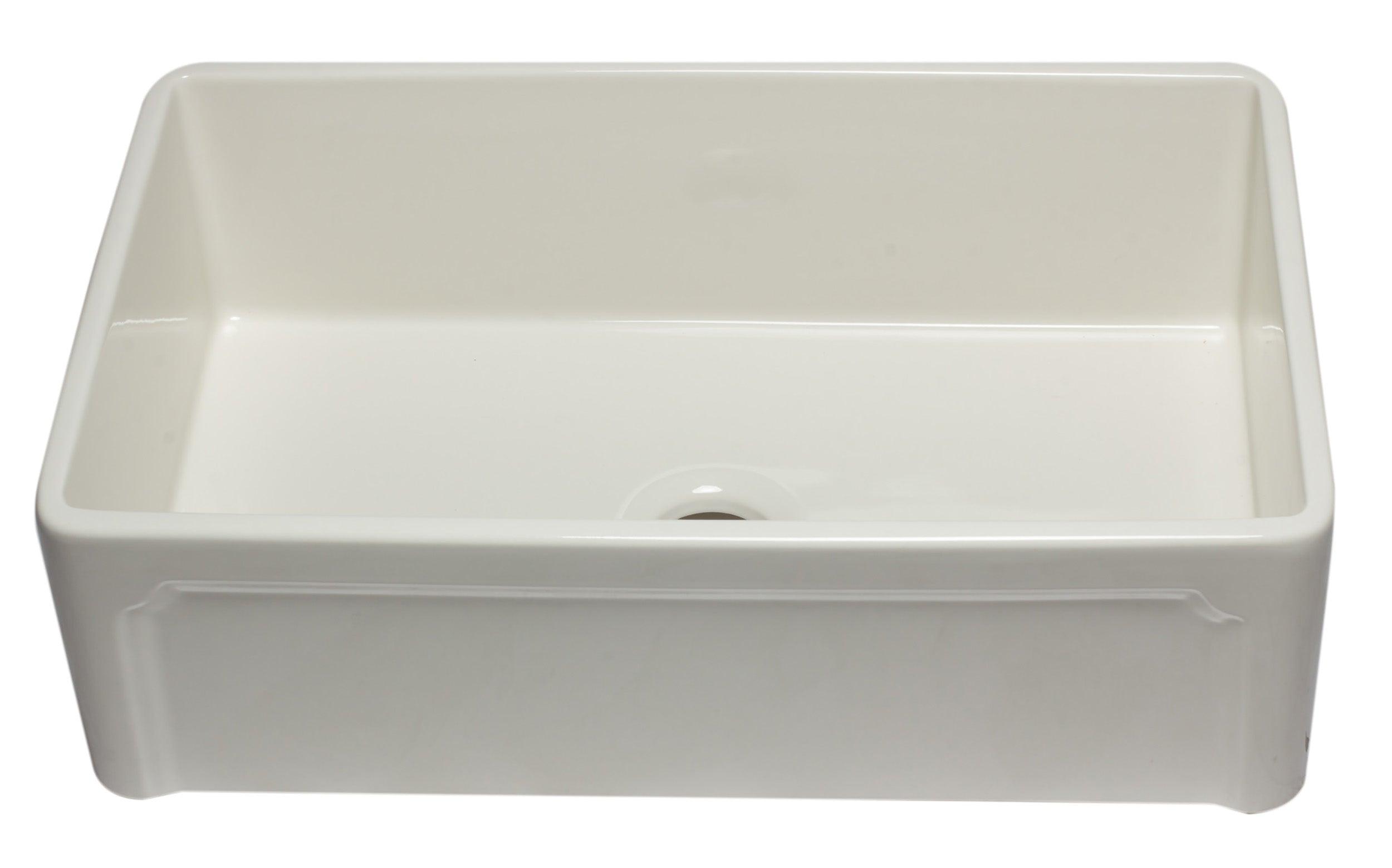 ALFI brand AB3320SB-B 33 inch Biscuit Reversible Single Fireclay Farmhouse Kitchen Sink