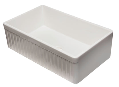 ALFI brand AB532-W 33" White Single Bowl Fluted Apron Fireclay Farm Sink