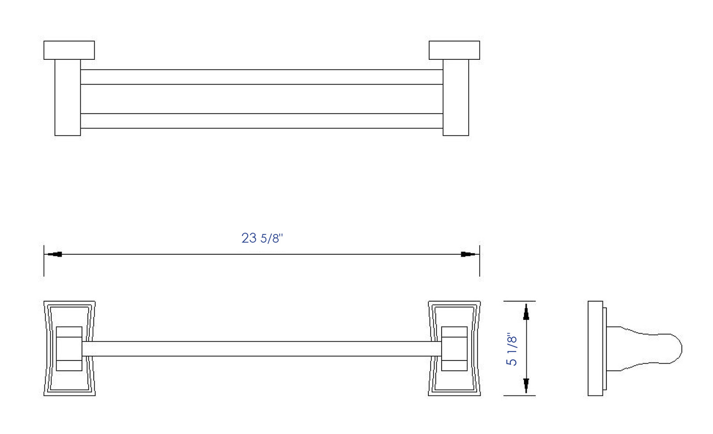 ALFI brand AB5505 24" Double Rack Wooden Towel Bar Bathroom Accessory