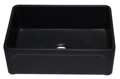 ALFI brand AB3020SB-BM 30 inch Black Reversible Single Fireclay Farmhouse Kitchen Sink