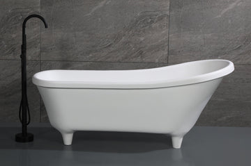ALFI brand AB9960 67" White Matte Clawfoot Solid Surface Resin Bathtub