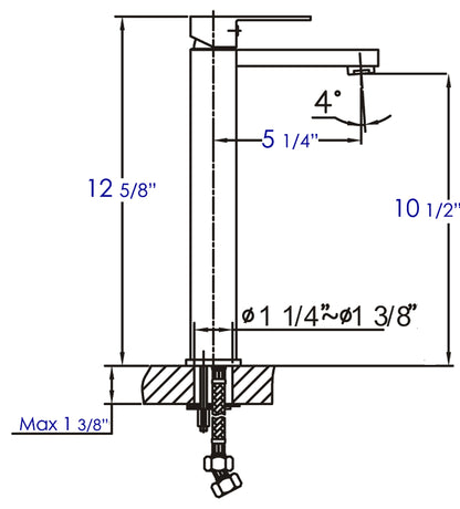 ALFI brand AB1129-BN Brushed Nickel Tall Square Single Lever Bathroom Faucet